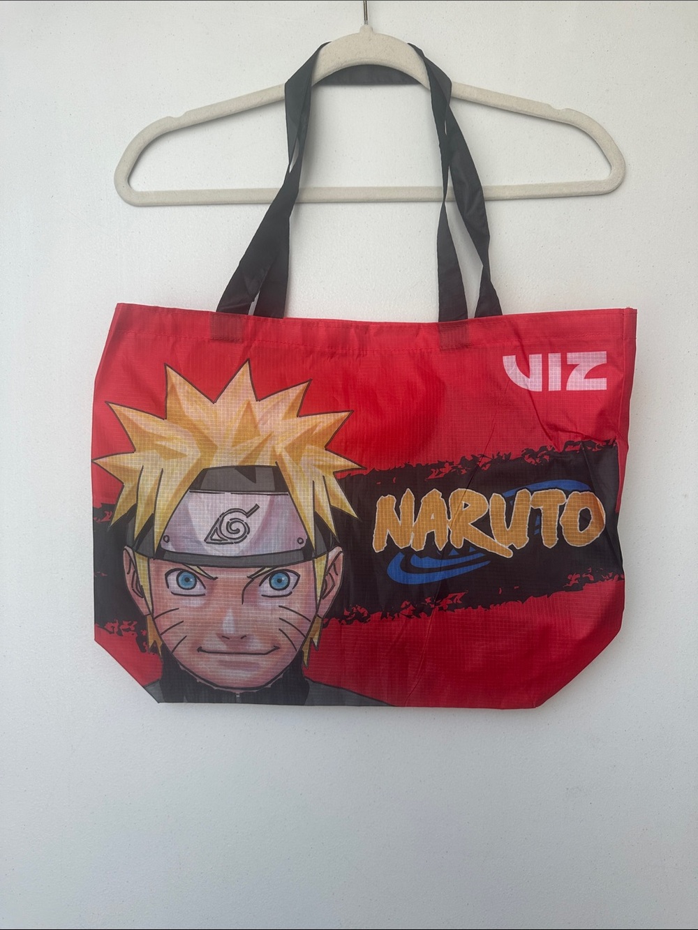 VIZ Naruto Red Graphic Tote Bag with Black Straps
